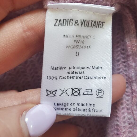 Zadig & Voltaire Cashmere Wrap Scarf Shawl Purple Pointelle Knit - Picture 4 of 11